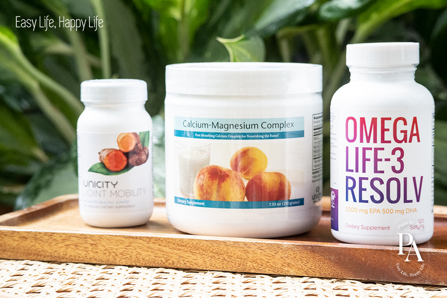 Bộ sản phẩm hỗ trợ xương khớp chính hãng từ Unicity: Joint Mobility, Calcium Magnesium Complex, Omega Life-3 Resolv 09